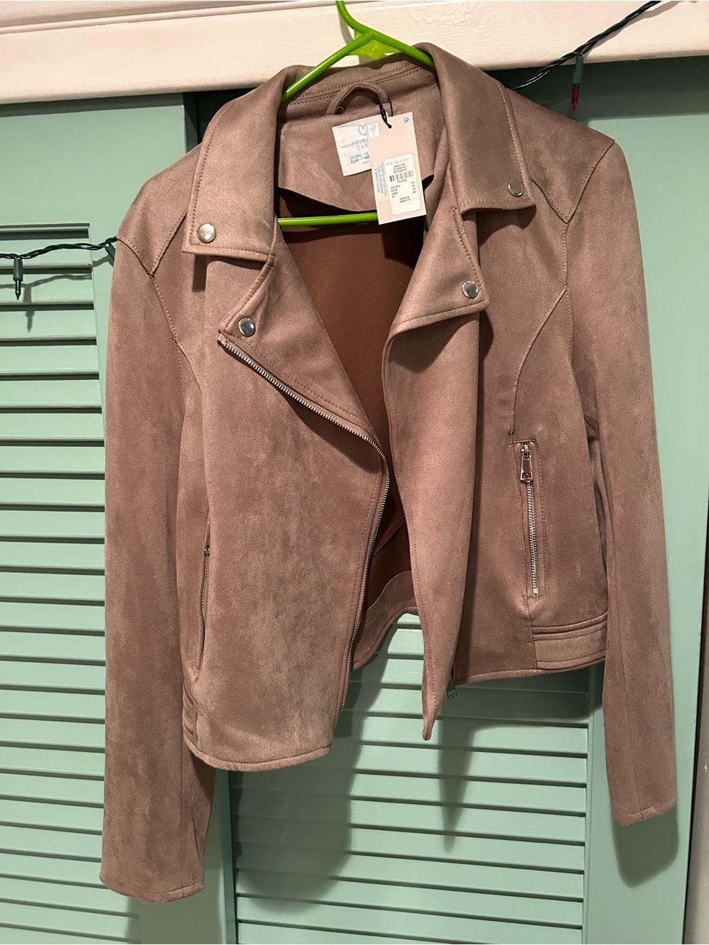 Primark Dusty Pink Faux Suede Biker Jacket